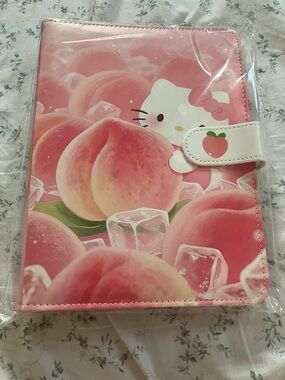Hello Kitty Pink Peach Print with peach magnetic Snap A5 size Binder
